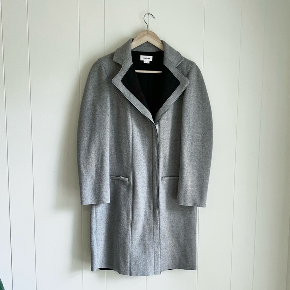 Helmet Lang Long Line Wool Blend Grey Black Zip Front Coat Sz Sm Retails… - Picture 3 of 14